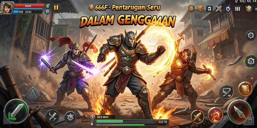 Tampilan layar utama 666F menampilkan aksi pertarungan yang mendebarkan.