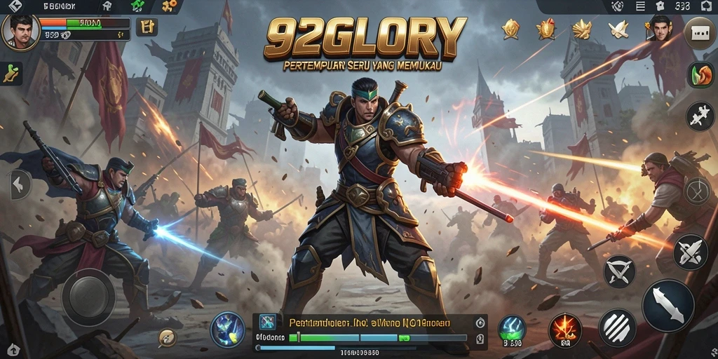 Tampilan aksi intens dalam gameplay 92GLORY.