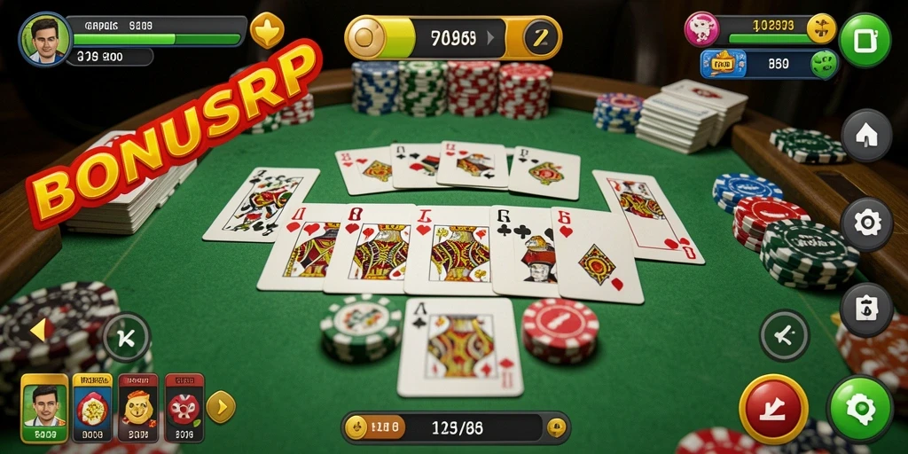 Screenshot menampilkan gameplay interaktif dan seru Gaple di BONUSRP.