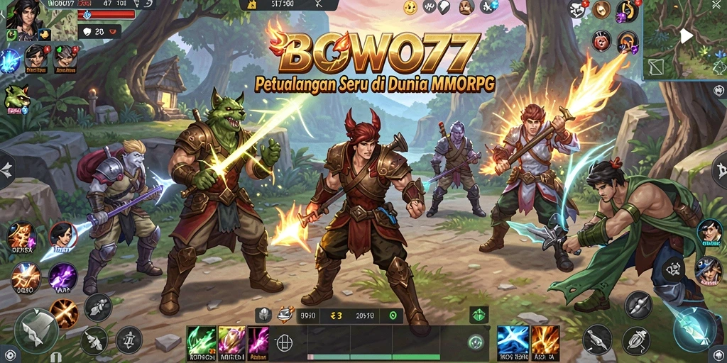 Screenshot gameplay BOWO77 yang menunjukkan petualangan seru di dunia MMORPG.