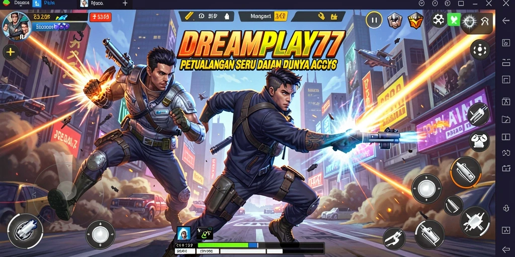 Tangkapan layar utama aksi intens di DREAMPLAY77 dengan gameplay seru.