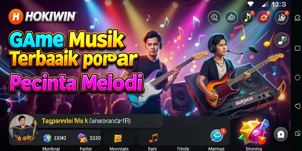 Screenshot gameplay HOKIWIN menampilkan musik interaktif dan seru.