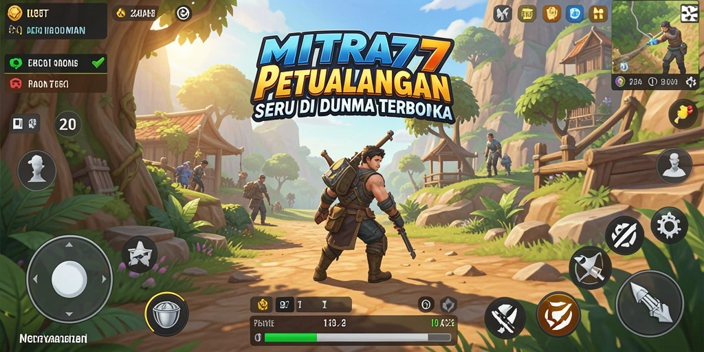 Screenshot gameplay MITRA77 menampilkan dunia terbuka yang luas dan interaktif.