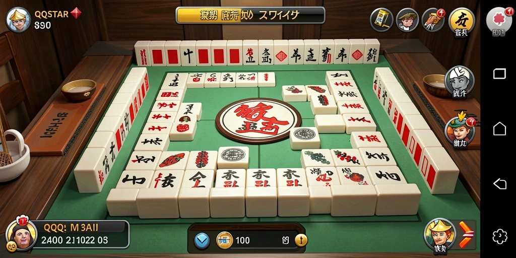 Screenshot utama QQSTAR menunjukkan gameplay Mahjong yang menantang dan menyenangkan.