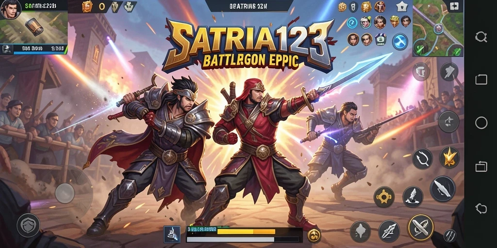 Screenshot SATRIA123 menampilkan aksi Battle Royale yang intens.