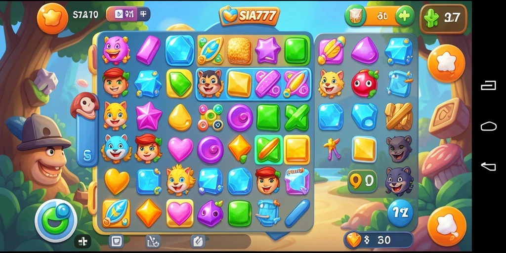 Tampilan gameplay SIA777 dengan kombinasi match-3 yang seru.