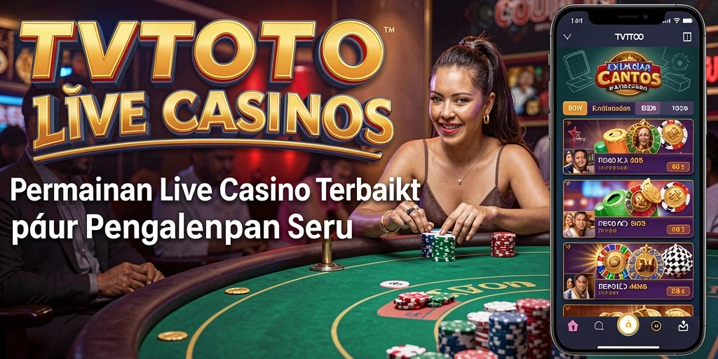Screenshot gameplay TVTOTO menampilkan dealer langsung dan suasana kasino.