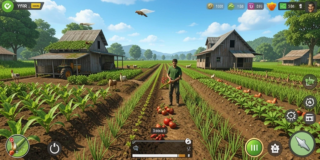 Tampilan gameplay YYRR yang menakjubkan dan penuh warna dalam bertani.